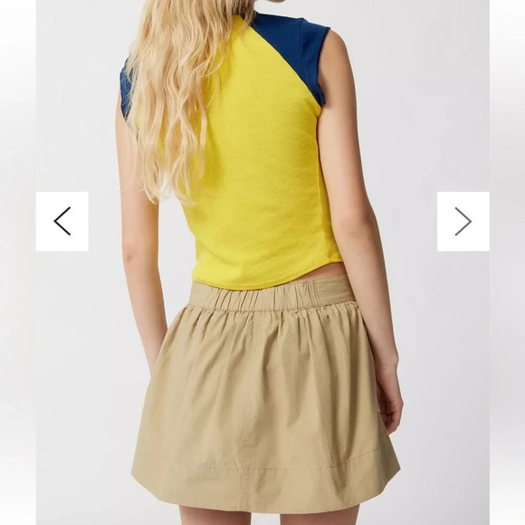 Urban outfitters BDG Belle Double-Button Mini Skirt beige size medium - Picture 2 of 14